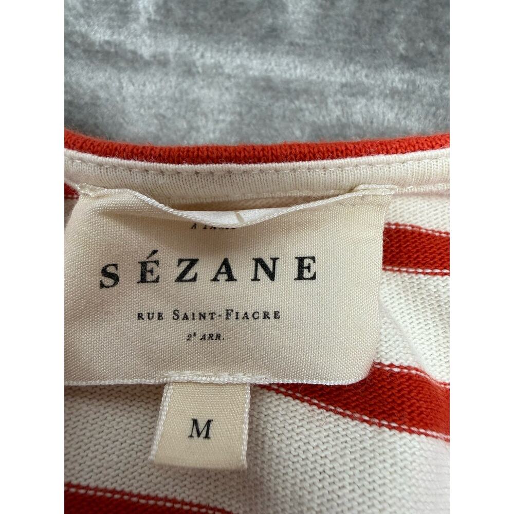 Sezane Red Stripe Cotton Cardigan Top Parisian Knit Medium - Picture 6 of 7